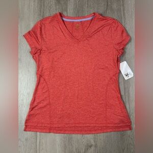 Shape Active Women’s Pink V Neck Short Sleeve Athletic Tee Shirt Size Large NWT